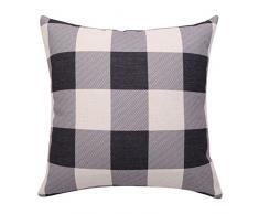 BreezyLife Buffalo Überwurf, Kariert Kissen Bezug Kariert Dekoratives Kissen Case Square Leinen Kissen Bezüge für Weihnachten Neues Jahr Home Decor Einzugs Geschenk (Schwarz) 20x20