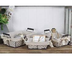 Cheung s Set of 3 Oval Gefüttert Draht Tablett mit 2 Ohren, braun Töne