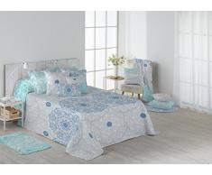 New Hogar Bettbezug Bedruckt für Frühling und Sommer, hohe Qualität, inkl. Kissenbezügen, Modell Balada, Mikrofaser, Polyester, Blau, 180 x 270 cm, Bett 90 cm