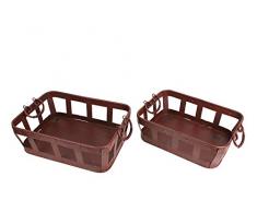 Attraction Design Metall Tablett Nostalgie, rechteckig (Set von 2), Burgund