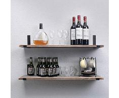 WGX Design For You Rustikales Wandregal aus Holz mit Metallhalterung, kann als Gewürzregal, Holzregal, schwimmende Regale, Wohnzimmer, Küche 2-Tiers (24inch) Retro Color