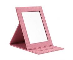 Fintie Tragbarer Kosmetikspiegel, faltbar, schmaler Kosmetikspiegel, aus PU-Leder, zusammenklappbar, tragbar Rose