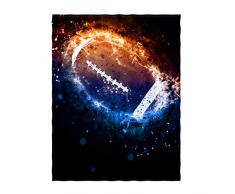 QH Einhorn und Sterne, Violett, Meerjungfrauen-Skala, rosa und blau, Meerjungfrau, solarbetrieben, amerikanisches Fußball-Muster, superweich, Überwurfdecke für Bett, Sofa, leichte Decke, Überwurf, Größe für Kinder und Erwachsene,