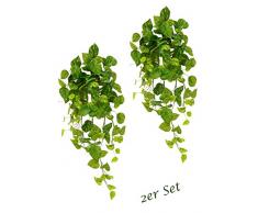 Künstlicher Pothoshänger, Künstliche Pothos Girlande Pflanze, Unechter Pothos, Hängend, Kunst-Pflanze, Blätter, Busch, Hänger, Wanddekoration, Künstliche Pflanze, Hängepflanzen, Ranke, Reben, 2er Set