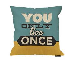 HGOD Designs Kissenbezug, mit inspirierendem Zitat You Only Live Once aus Baumwolle / Leinen / Polyester, Dekoration, Dekoration für Sofa, Schreibtisch, Stuhl, Schlafzimmer, 40,6 x 40,6 cm 18x18 Inch A9-0069