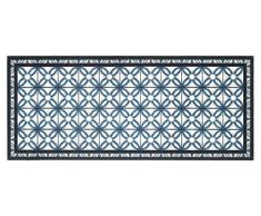 Hamat Fußmatte, waschbar, modisch, Mehrfarbig, 100% Polyamid, auf Vinyl, kariert, blau, 50 x 120 cm