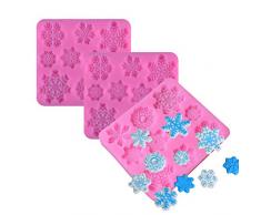 3er-Pack 3D-Weihnachts-Schneeflocken-Fondant-Formen, Silikonform für Kuchen, Cupcake-Dekoration, Polymer-Ton, Seife, Wachs, Bastelprojekte