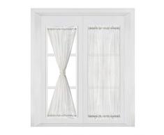 NAPEARL Vorhang aus Leinen, halbschichtig, für Wohnzimmer/Fenster, geometrisches Jacquard-Design 54 Wx72 L 1 Panel weiß