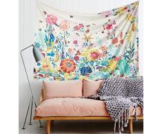 Flber Schwarz Blüten schönen Blumen Wand aufhängen Floral Tapisserieware Tapete Home Decor, 152,4 x 205,7 cm Twin Größe 60in X 80in Succulent Tapestry
