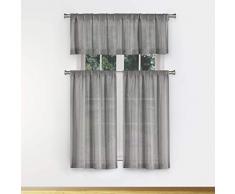 Vera Daphne Küchenvorhang und Etagen-Set, gestreift, 37 x 84 cm, Grau