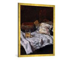 Gerahmtes Bild von Carl Schuch Stilleben mit Spargel, Kunstdruck im hochwertigen handgefertigten Bilder-Rahmen, 70x100 cm, Gold Raya