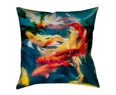 ArtVerse Justin Duane Koi Teich Bodenkissen, doppelseitiger Druck mit verdecktem Reißverschluss und Einlage, 71,1 x 71,1 cm 0 28 x 28 0