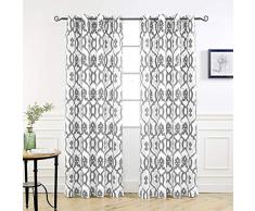 DriftAway Evelyn Thermo Verdunkeln Tülle ungefüttert Gardinen, Ikat Fleur/Blumen, Set von Zwei Panels, Jede Größe 132,1 x 213,4 cm Grau