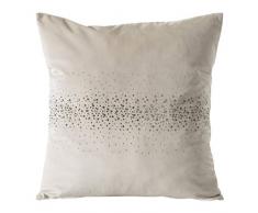 Eurofirany Kissenhülle Kissenbezug Couchkissen Sofakissen Bettkissen Zimmerdekoration Elegant Edel Exklusiv Velvet Samt Steinchen Glitzer, Creme, 45x45cm, 2