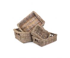 Red Hamper Shallow Kubu Grey Rattan Rechteckkorb Set 4