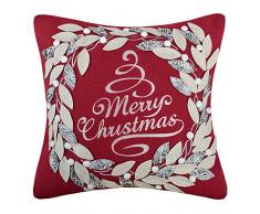 KING Rose Merry Christmas Kranz dekorativer Überwurf-Kissenbezug Wolle Kissen Fällen für Sofa Couch Stuhl Art Deco 18 X 18 Inches Xmasred