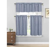 Duck River Textiles Mira Küchen-Vorhang, Polycotton, 147,2 cm Breite: 40,6 cm. L in blau (2 Stück) 58x16 (1 Stück) 29x36 (2 Stück)