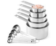 Messbecher und Messlöffel aus Edelstahl, 10 Stück, 5 Tassen und 5 Löffel