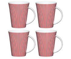 Kitchen Craft konische Form Streifen Becher aus Porzellan, Navy (Set von 4), P, Porzellan, rot, 12 x 8.9 x 10.6 cm