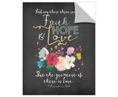 ArtWall Jo Moutons Faith Hope & Love Removable Wall Art Mural, 14 x 18