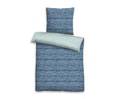 biberna 0003628 Feinbiber Komfort Bettwäsche Garnitur mit Kopfkissenbezug (Baumwolle) 1x 155x220 cm + 1x 80x80 cm, Kornblau