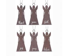 K&K Interiors 53730A Engelsfigur aus Blech, 26,7 cm, 6 Stile