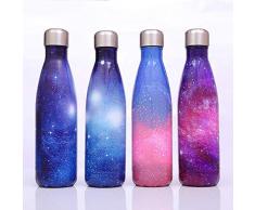 Hoocozi Vakuum-isolierte Wasserflasche Wasserflasche Edelstahl Thermosbecher Flasche Galaxy Wasserflasche Sport Trinkflasche Reise Thermosflasche Cola Form Flasche Kreative Wasserflasche Rose