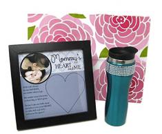 Generic Andenken Mommy Baby Hand in Herz Rahmen mit grünem Trinkglas und Geschenkbeutel, 3-teiliges Set