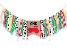 WAOUH Hochstuhl-Banner für 1. Geburtstag – 1. Geburtstag, Party, Motto-Dekoration, Kuchen Smash Foto-Requisite, Geburtstags-Souvenir und Geschenke Banner für Hochstuhl Traktor