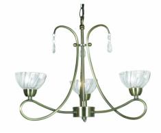 Oaks Lighting 3-flammige Deckenleuchte Pearl, Messing antik