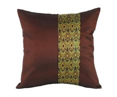 Tom Barrington Home Kissenbezug aus Seide, Braun mit Bali-Stil 18 x 18 gelb