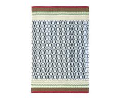 Jute & co Sanremo Teppich handgewebt, 100% Baumwolle, Blau/Rot, 220 x 60 x 0.5 cm