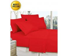 Celine Leinen besten, Weichsten, coziest Bettwäsche Ever. 1800 Fadenzahl Ägyptische Qualität knitterfest 4er Set Tabelle mit tiefen Taschen, California King, rot
