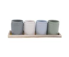 DEI Pflanzgefäß mit Tablett, 5-teiliges Set, bunt