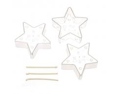 Glorex 6 9732 080 Kerzen-Gießform für Teelichter in Sternform, 3 Formen je 5,5 x 5,5 x 2,5 cm groß, aus Polycarbonat, hitzebeständig bis zu 140 °C, mit Docht, bunt, one size