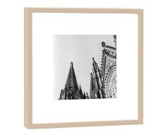 COGNOSCO RH-27-B100 Fotografie im Holzrahmen: Köner Dom Fotodruck-Format 27 x 27 cm-Rahmenfarbe beige-Hochwertiges Wandbild, Geschenkidee oder Souvenir aus Köln, Holz, Schwarz-Weiß, Rahmen