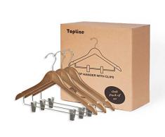 Topline Kleiderbügel aus Holz, mit Clips, 10 Stück Eiche