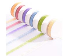 Vaessen Kreatives Organzaband Set, Frühling, eine Mischung aus 6 Farben, 6 mm x 2 m, gewebter Rand für Osterkarten, Scrapbooks, Geschenke, Taufe und andere Bastelprojekte