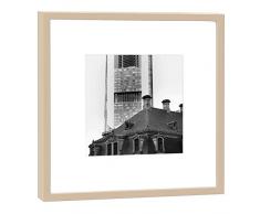 COGNOSCO - Fotografie im Holzrahmen: Hauptwache mit Commerzbank Turm Frankfurt - Fotodruck - Format 27 x 27 cm - Rahmenfarbe beige - Hochwertiges Wandbild, Geschenkidee oder Souvenir aus Hessen