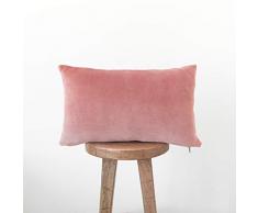 Nook Dekorativer Samt-Kissenbezug für Lendenwirbelsäule, nur für Couch, Sofa oder Bett, 30,5 x 50,8 cm, weich, luxuriös, modernes Design in Samt-Lendenwirbelsäule 12 x 20 inch Dusty Rose
