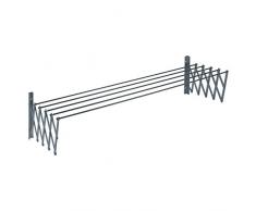 Sauvic Wäscheständer ausziehbar, Stahl und Kunststoff 120x13.5x26.5 cm grau