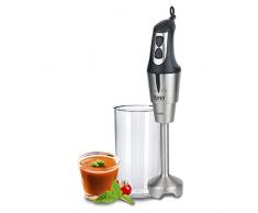 TM Electron TMPBA008 Handmixer mit 400 W Leistung, Haube und Achse, Edelstahl, Messbecher 900 ml, ergonomischer und Rutschfester Griff, Edelstahl