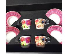 Set of Espresso Cups -4 Espresso Cups with 4 Saucers (Love Pictures) by Plexart