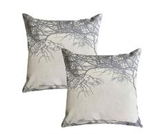 naturalshow Forest Pflanzen Baum Überwurf Kissen Sham Pullunder Baumwolle Leinen Kissenbezüge quadratisch pillowslip Sham für Hochzeit Festival Weihnachten Decor Dekorative, 100% Baumwollwäsche, grau, 18*18 IN