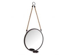 ELK Lighting 916663 Kerzenhalter, Glas, Eisen, Jute, Antik Zink, Natur, Spiegel, 10 W x 1.65 L