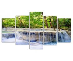 /Khakifarben/Wasserfall 5 Elementen Schöne Einrichtung Giclée-Leinwanddruck Artwork Abstrakte Forest Malerei Artwork gerahmt Wand Decor Schlafzimmer, Wohnzimmer oder Büro (127 cm W x 71,1 cm H, kein Rahmen)