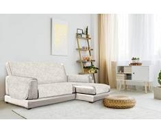 Italian Bed Linen “Glamour” rutschfest Sofa Abdeckung mit Chaise-Longue Rechts, Beige, 240cm
