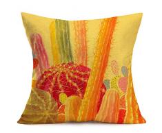 Asamour Kissenbezug, bunt, Mexiko, Stachelblümchen, Kaktus, Sukkulente, Baumwolle, Leinen, Dekorativer Kissenbezug 45,7 x 45,7 cm 18 x 18 e
