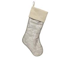 50,8 cm Holly Berry Blatt auf Metallic Grau Weihnachtsstrumpf mit natürlichen Manschette