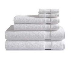 Cotton Paradise 6-teiliges Handtuch-Set, ringgesponnene Baumwolle, saugfähig, 2 Badetücher, 2 Handtücher und 2 Waschlappen weiß